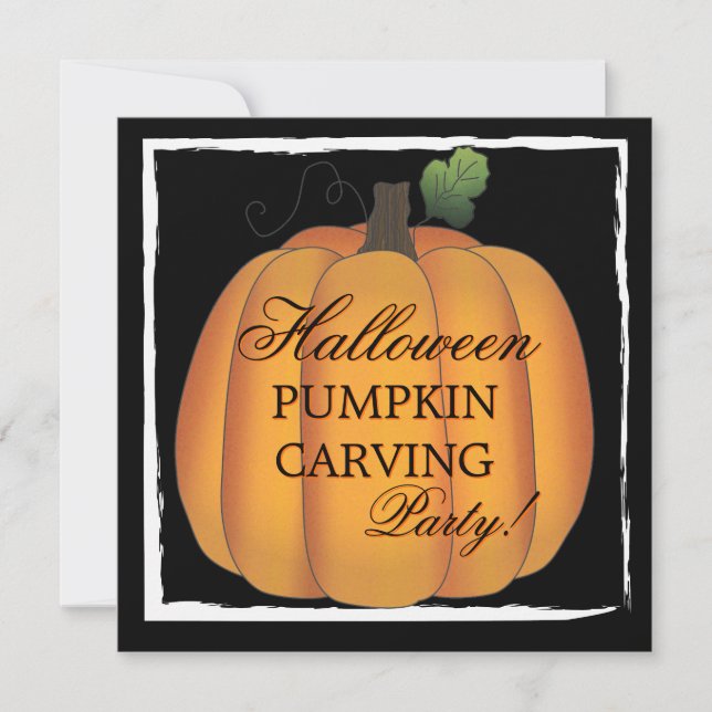 Stor Orange Halloween Pumpkin Carving Party Inbjudningar (Framsida)