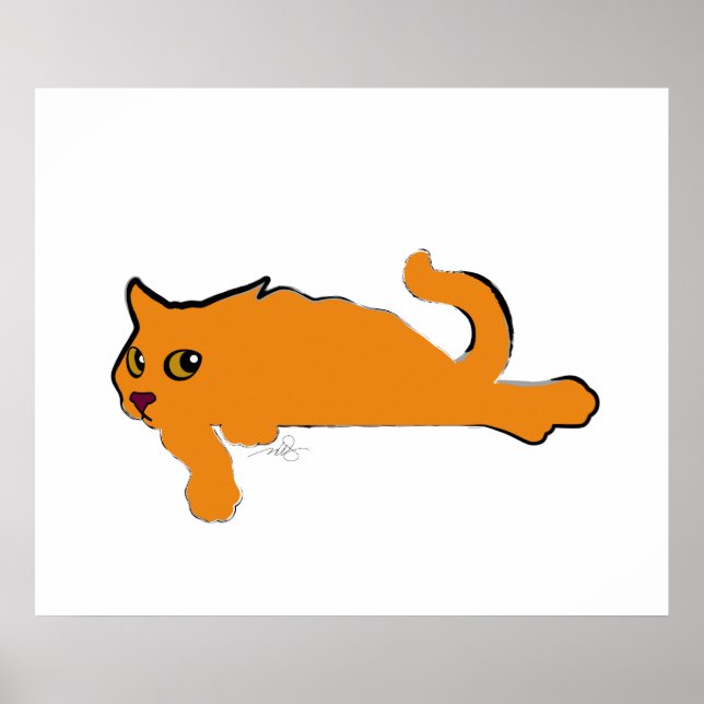 Stor Orange Katt Art Poster (Framsidan)
