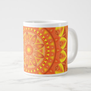 Stor Orange Mandala Varm Mysig Boho Överstor Jumbo Mugg