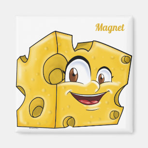 Stor ost - rolig gul tecknadcaracter magnet