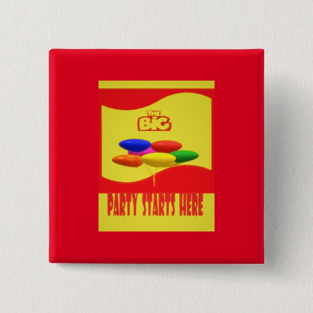 STOR PARY THEME RED OCH GULT MED BALOON KNAPP (Framsida)