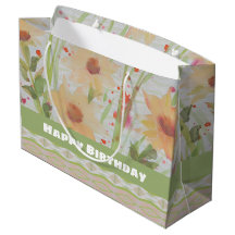 Stor Pastel Blommigt Birthday Gift Bag