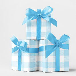 Stor Pastel Blue och White Gingham Presentpapper