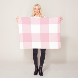 Stor Pastel Rosa och White Gingham Play Fleecefilt