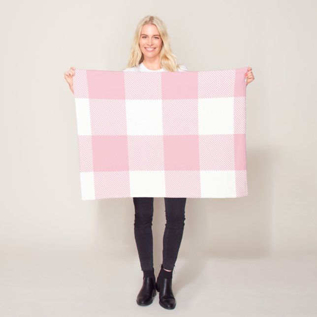 Stor Pastel Rosa och White Gingham Play Fleecefilt (På plats)