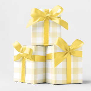 Stor Pastell Gul Och Vit Gingham Presentpapper