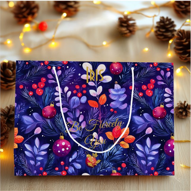 Stor Personlig Gift Bag med Lila Löv och (Skapare uppladdad)