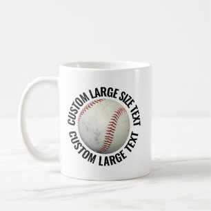 Stor Personlig Text Baseboll Bild Anpassad Kaffemugg