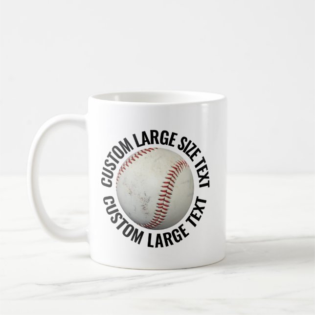 Stor Personlig Text Baseboll Bild Anpassad Kaffemugg (Vänster)