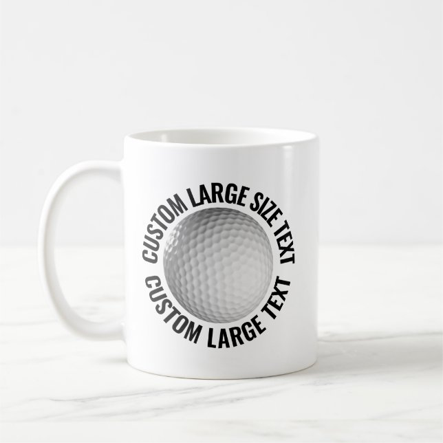 Stor Personlig Text Golfboll 310g Anpassad Kaffemugg (Vänster)