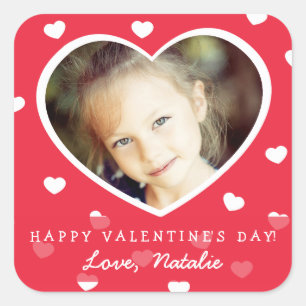 Stor Personlig Valentine Photo Stickers / Red Fyrkantigt Klistermärke