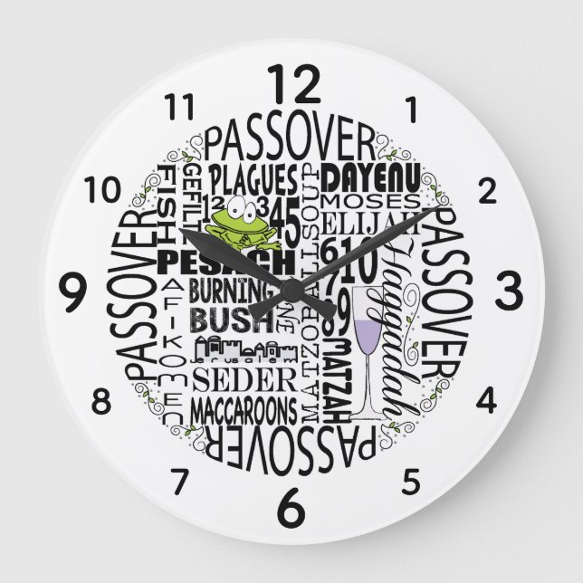 Stor Pesach Round Clock "Dayenu" Stor Klocka (Framsida)