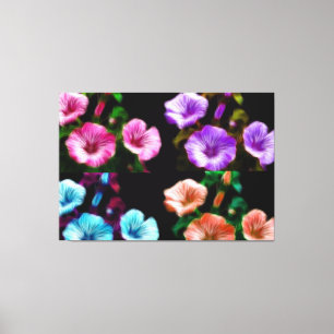 Stor Petunias Quadtych Art Wrapped Canvas