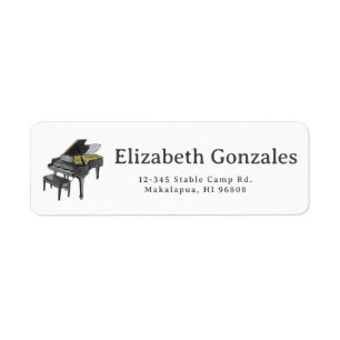 Stor piano elegant akvarellillustration returadress etikett