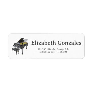 Stor piano elegant akvarellillustration returadress etikett