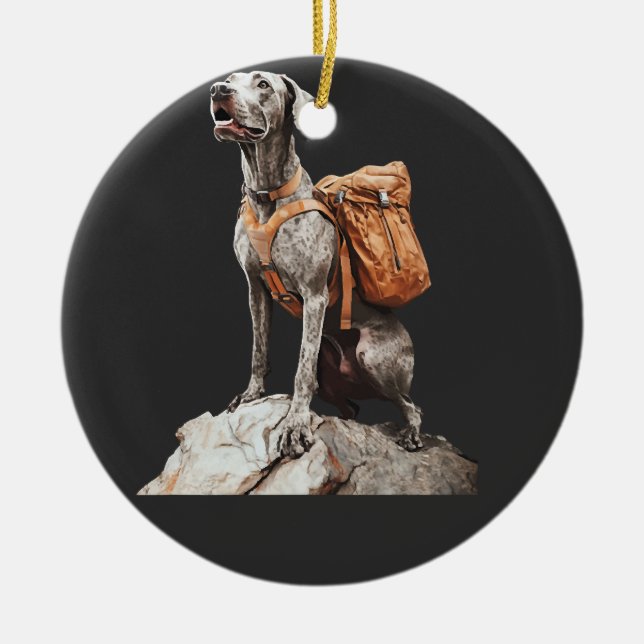 Stor Pitbull Dane Julgransprydnad Keramik (Framsidan)