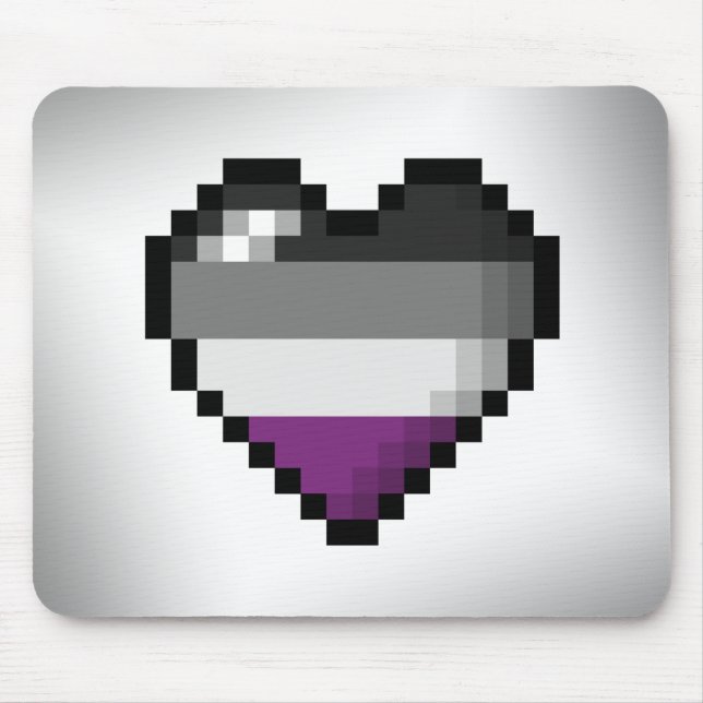 Stor Pixel Heart-design i Flagga Asexuellt Pride Musmatta (Framsidan)