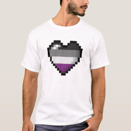 Stor Pixel Heart-design i Flagga Asexuellt Pride Tee