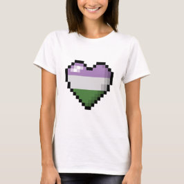 Stor Pixel Heart-design i Flagga Genderqueer-Pride Tee