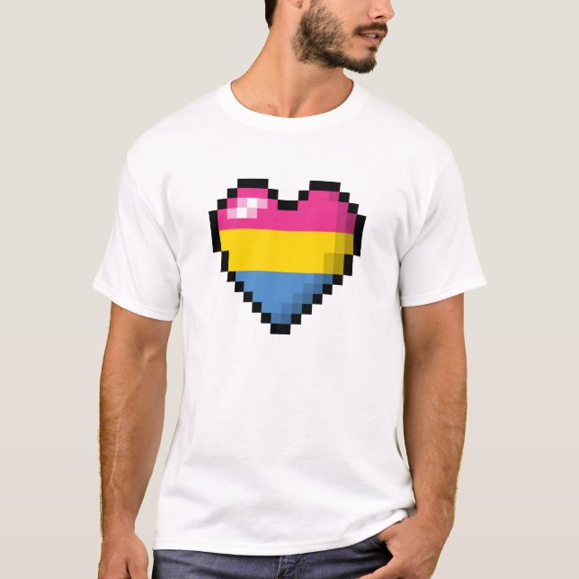 Stor Pixel Heart-design i Flagga Pansexual Pride Tee (Framsida)