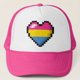 Stor Pixel Heart-design i Flagga Pansexual Pride Truckerkeps