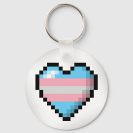 Stor Pixel Heart-design i Flagga Transgender-Pride Nyckelring