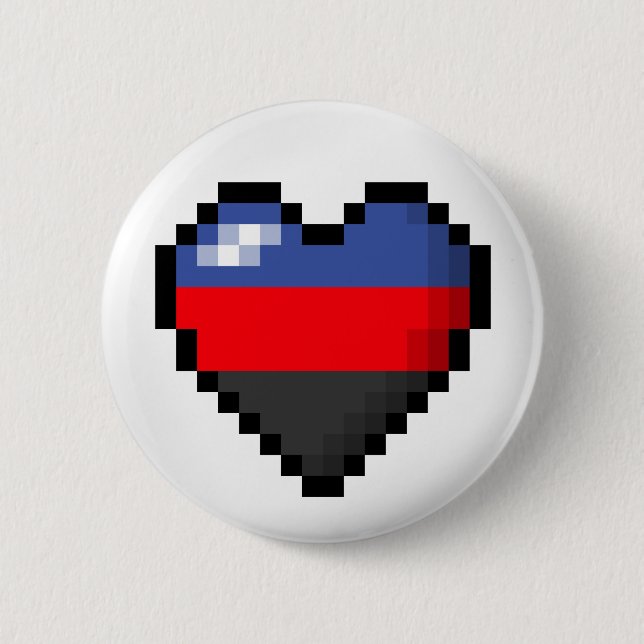Stor pixelhjärtdesign i Flagga Polyamory-Pride Knapp (Framsida)