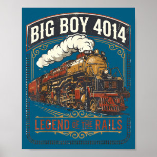 Stor pojke 4014 ånglokomotiv tåg vintage poster