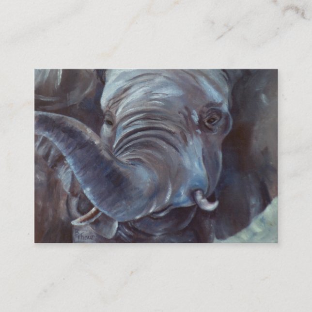 Stor pojke ArtCard för elefant Visitkort (Framsida)