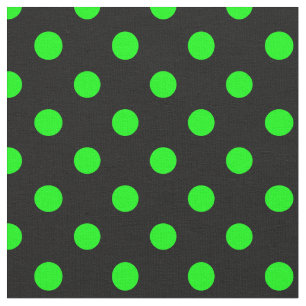 Stor polka dots - elkraftgrönt på svart tyg