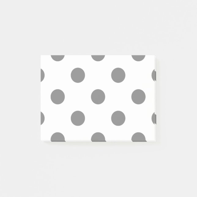 Stor polka dots - grått på vit post-it block (Framsida)