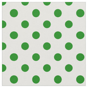 Stor polka dots - grönt på vit tyg