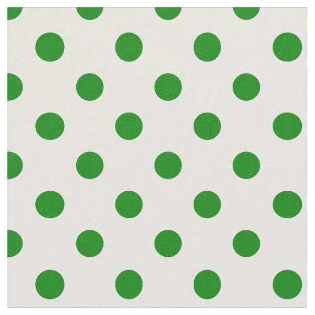 Stor polka dots - grönt på vit tyg (Närbild)