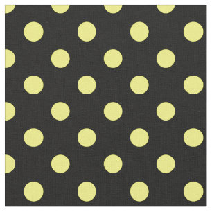 Stor polka dots - gult på svart tyg