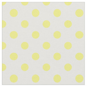 Stor polka dots - gult på vit tyg