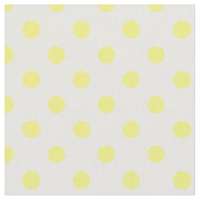 Stor polka dots - gult på vit tyg (Närbild)