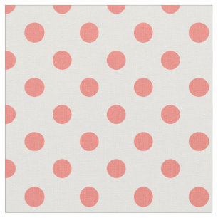 Stor polka dots - korallrosor på vit tyg