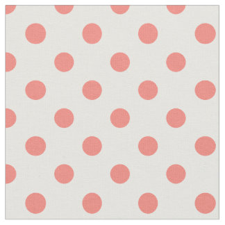 Stor polka dots - korallrosor på vit tyg