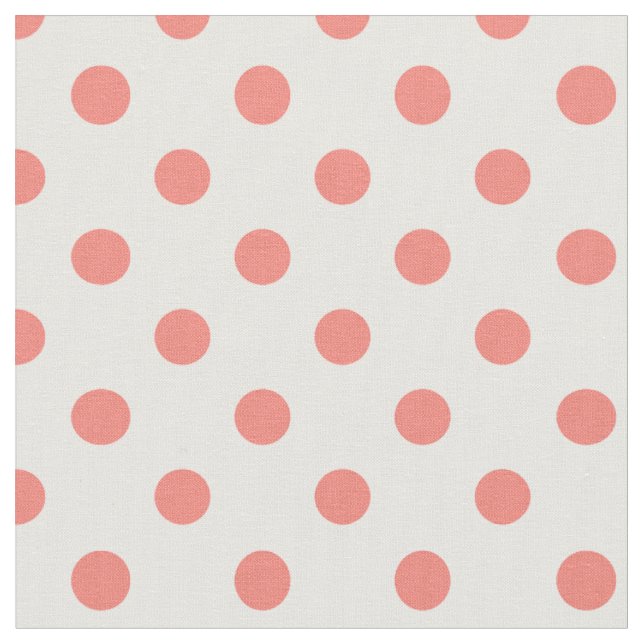 Stor polka dots - korallrosor på vit tyg (Närbild)