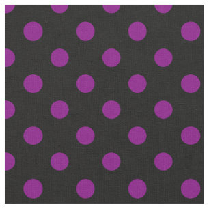 Stor polka dots - lilor på svart tyg