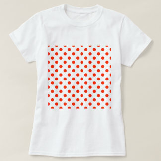 Stor polka dots - ljust rött på vit tröja