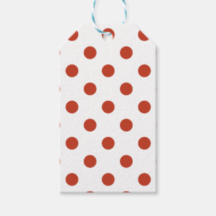 Stor polka dots - mörkt pastellfärgat rött på presentetikett