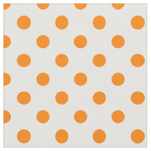 Stor polka dots - orange på vit tyg
