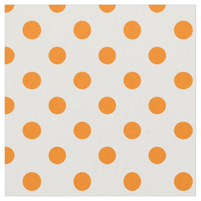 Stor polka dots - orange på vit tyg (Närbild)