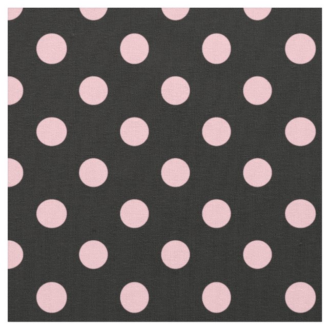 Stor polka dots - rosor på svart tyg (Närbild)