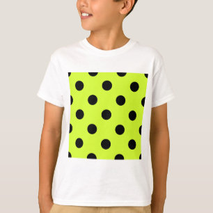 Stor polka dots - svart på fluorescerande gult tröja