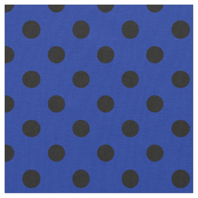 Stor polka dots - svart på imperialistiska blått tyg (Närbild)