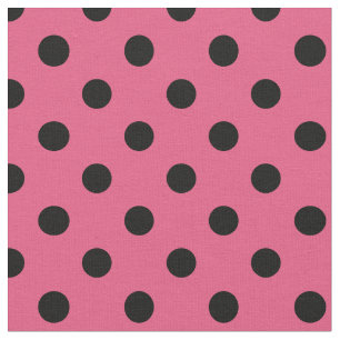 Stor polka dots - svart på mörka rosor tyg
