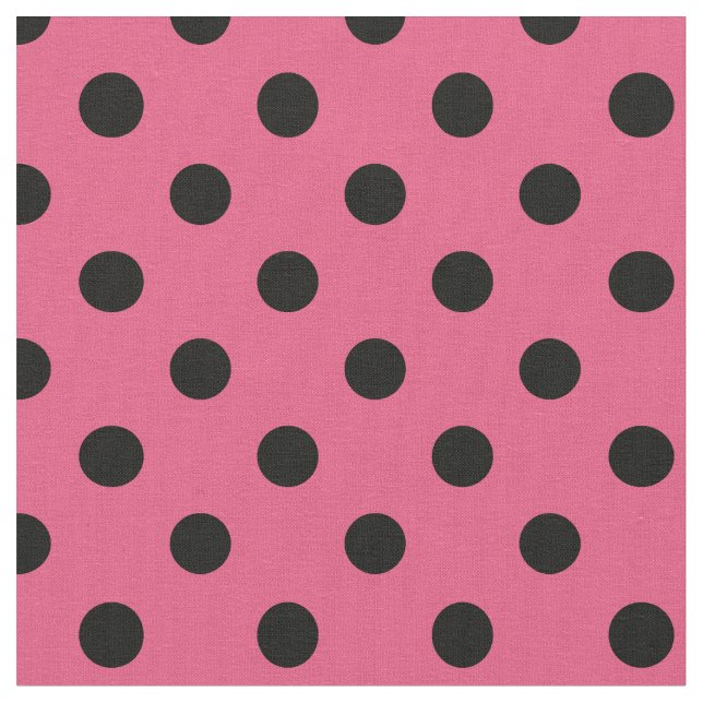 Stor polka dots - svart på mörka rosor tyg (Närbild)