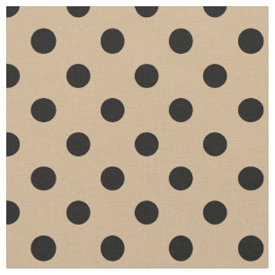 Stor polka dots - svart på solbränna tyg